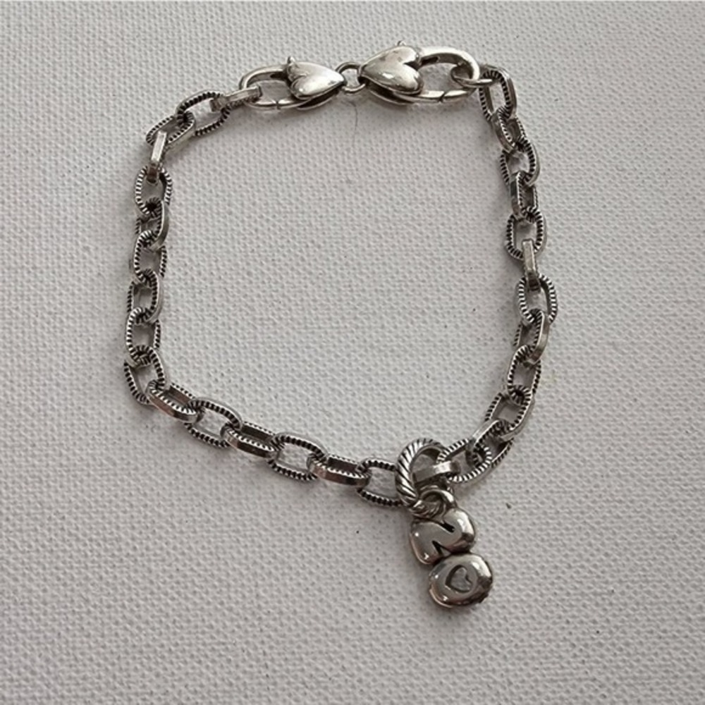Brighton Heart Clasp Charm Bracelet Silver Plated Link Chain Fashion‎ Jewelry